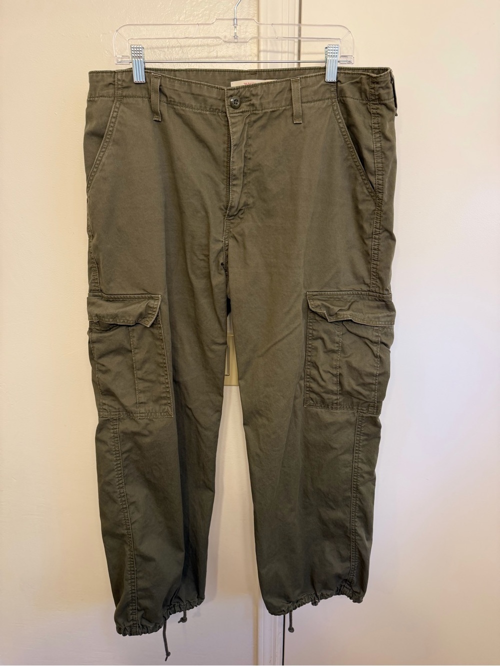 Levi's Olive Green Women's Cargo Pants with Drawstring Hems